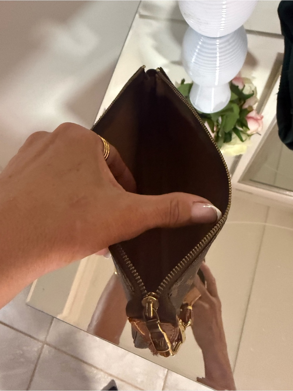 Louis Vuitton Monogram Canvas Mini Wristlet in Brown - Picture 3 of 13
